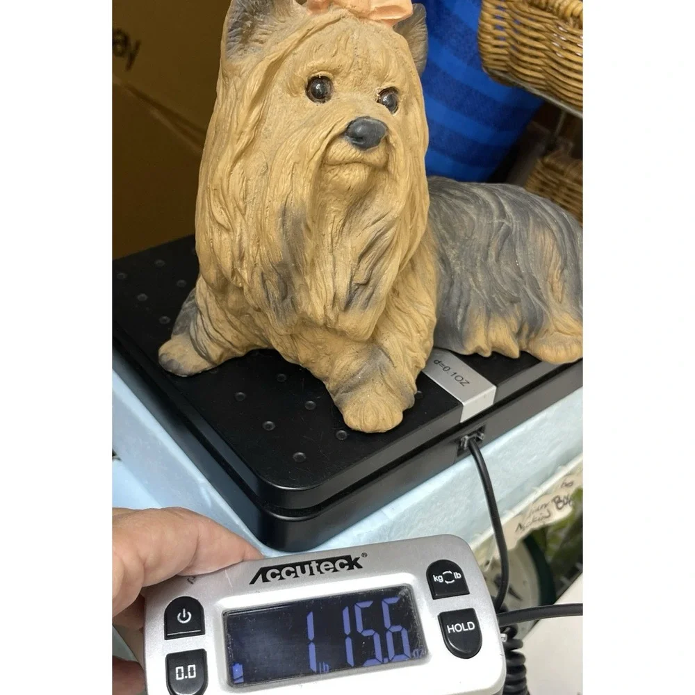 Vintage 1993 Yorkshire Terrier Homco Resin Dog Figurine Yorkie Pink Bow 8x4x6 2#